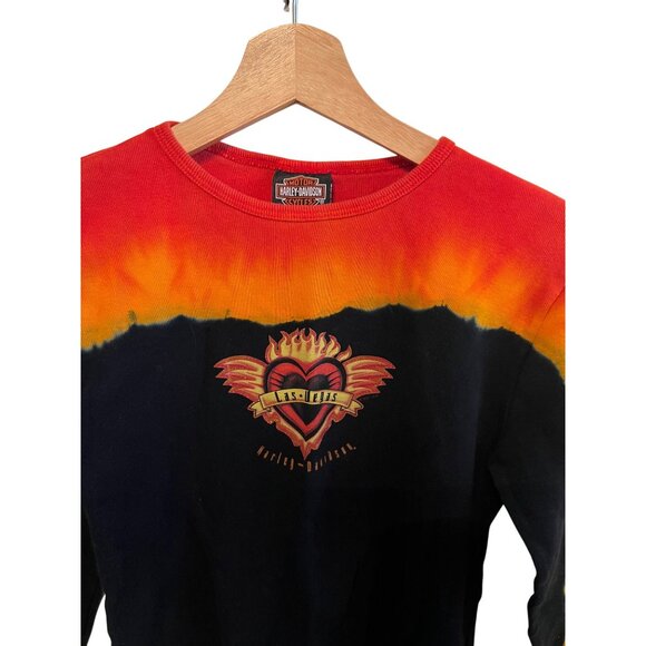 Harley Davidson Tie-Dye Long Sleeve Shirt Las Vegas Nevada Women's Size M Y2K - Picture 2 of 5